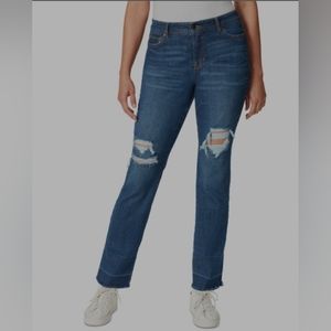 Gloria Vanderbilt Women's Slim Straight Distressed Raw Hem Slimming Jeans Denim